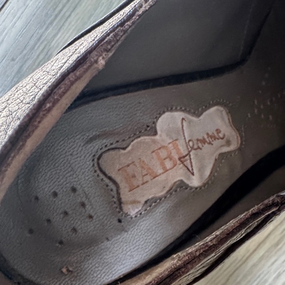 Fabi Dark Brown Leather Heeled Mary Jane with Gold Accent - Picture 6 of 10